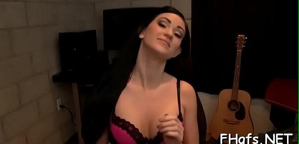  Fascinating brunette floosy Kendall performs dink licking session